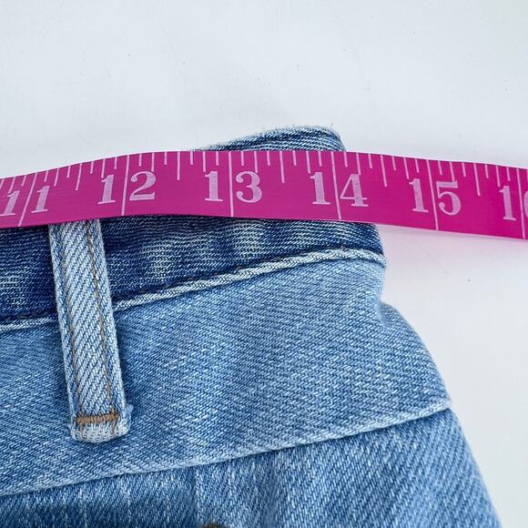 Madewell x Isko Denim Patchwork Jean Skirt Sz 27 Blue Denim Button Mini Frayed - Picture 7 of 8